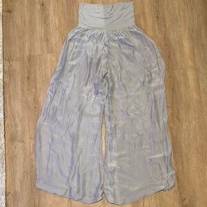 Elegant Light Gray Women's Wide-Leg Pants